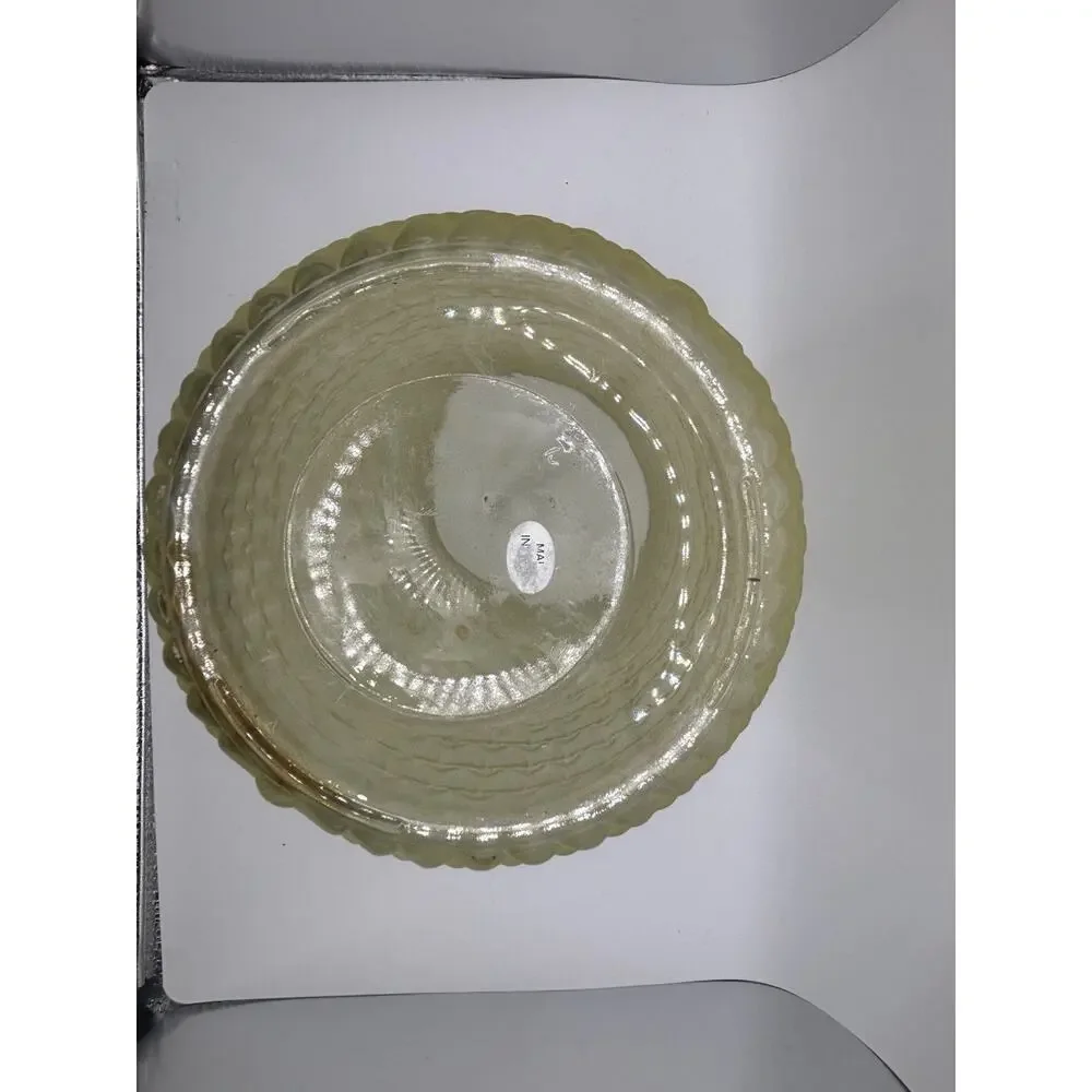 Yellow Frosted Glass Vase Hobnail Pattern Textured Satin Finish Decorative Vase
